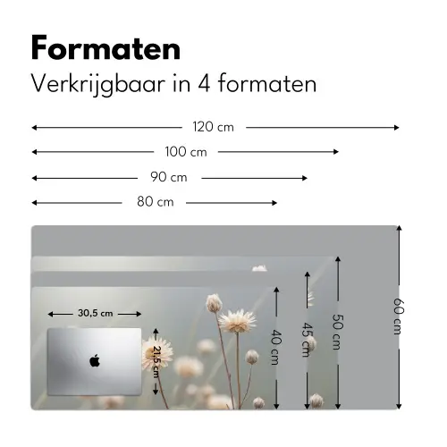 Strobloemen - Wit - Daglicht Muismat XXL klein -sfeer5