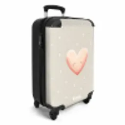 Roze hart omringd door beige stippen NBS - Handbagage koffer - Volwassenen Unisex middel -productfoto_3d