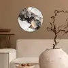 Marmer - Goud - Abstract - Zwart Wit - Luxe Wandcirkel kunststof plaat 5mm dik klein -sfeer1