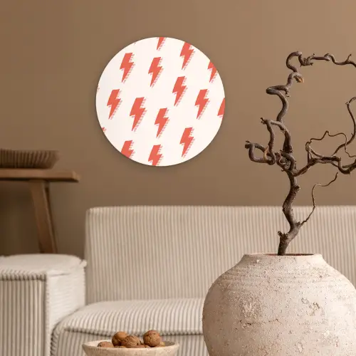 Rood - Bliksem - Roze Wandcirkel plexiglas klein 852 -sfeer1