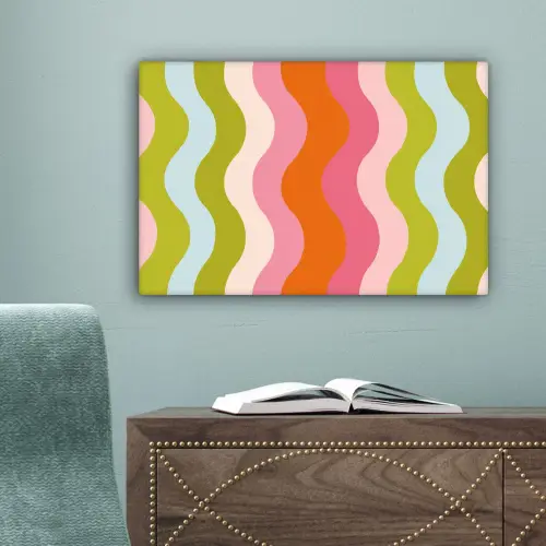 Banen - Golven - Kleurrijk - Verticaal canvas 2cm klein -sfeer4