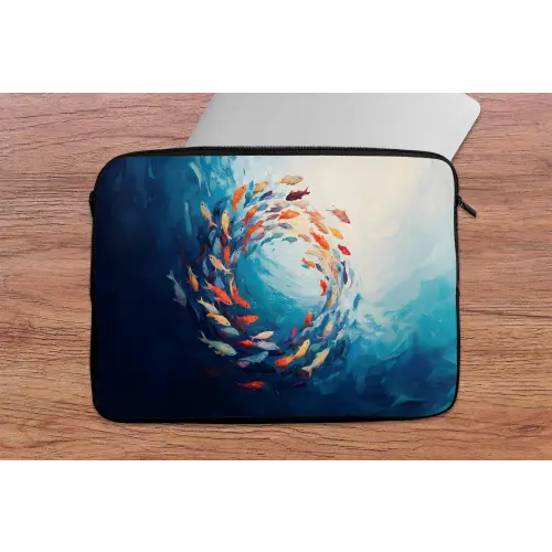 Zee - Vissen - Kleurrijk - Dynamisch laptophoes neopreen klein -tafel
