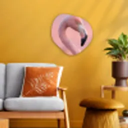 Flamingo - Portret - Roze Wandcirkel Organisch Forex 3mm klein -sfeer4