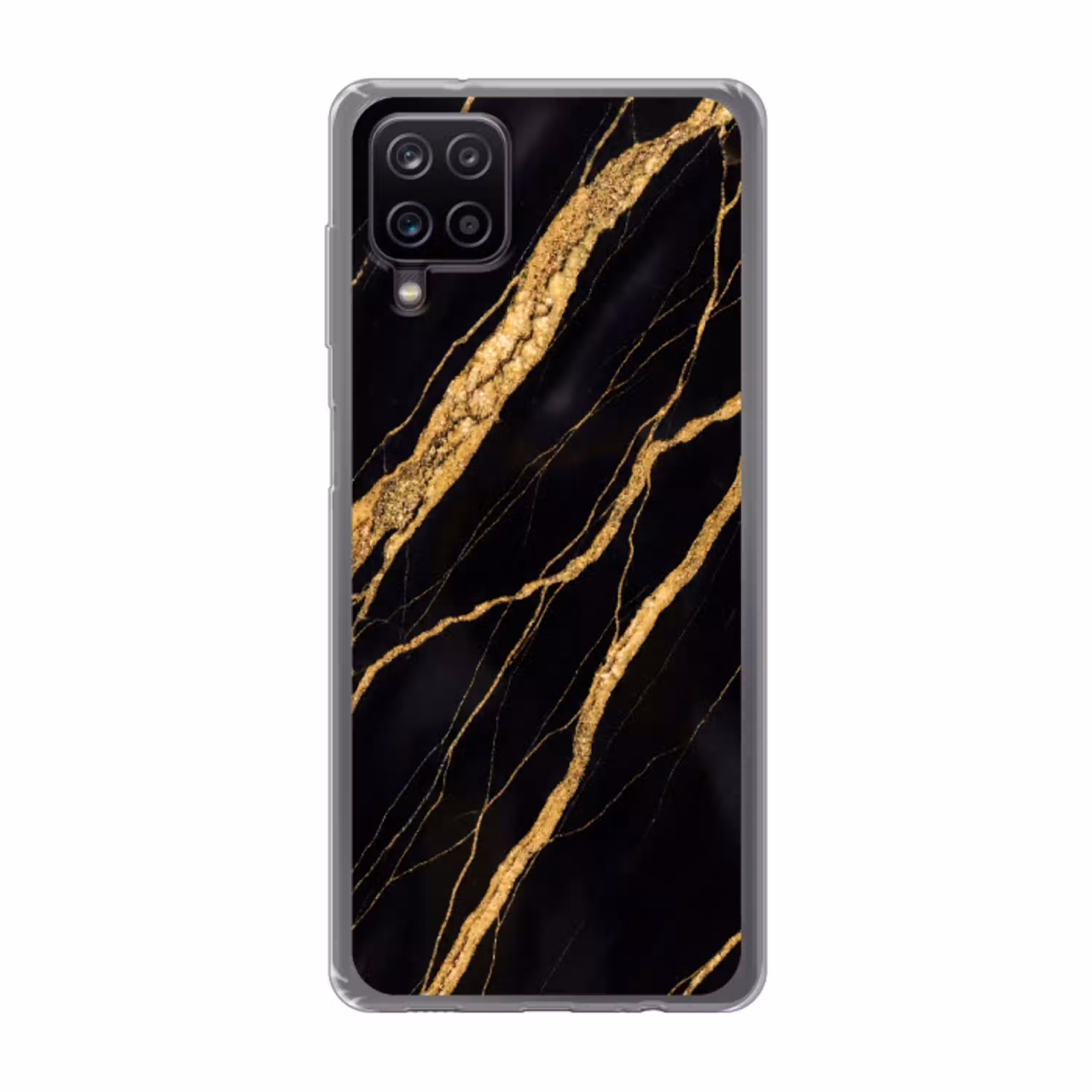 Marmer - Goud - Textuur - Abstract - Zwart Telefoonhoesje Samsung Galaxy A12 klein -3d