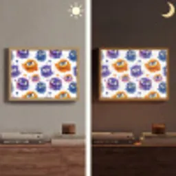 Monstertjes - Aquarel - Kleurrijk Light Box met batterij (Wandlamp) middel 907 -sfeer3