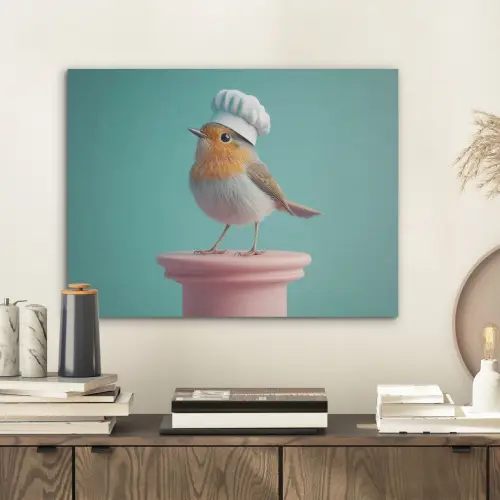 Roodborstje - Vogel - Koksmuts - Sokkel PET vilt klein -sfeer1