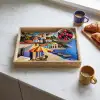 Kustdorp - Huisjes - Mozaïek - Zee Dienblad Rechthoek middel -sfeer2