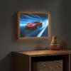 Rode raceauto - Blauw - Futuristisch Light Box met batterij (Wandlamp kind) middel -sfeer5_kind
