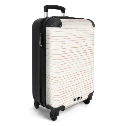 Onregelmatige terracottalijnen op lichtbeige ondergrond NBS - Handbagage koffer - Volwassenen Unisex middel -productfoto_3d