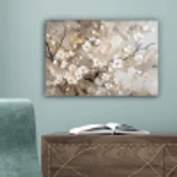 Bloemen - Wit - Goud - Beige  - Luxe canvas 2cm klein -sfeer4