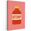 Ketchup - Fles - Rood - Minimalistisch Tuinposter op houten frame 2 cm dik middel -3d