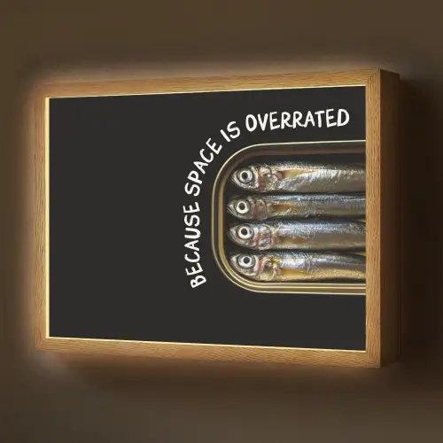 Sardines - Tekst - Vis - Blik Light Box met batterij (Wandlamp) middel -z3d_website