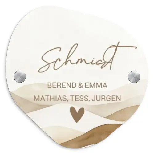 Beige landschap - Sierlijk Naambord Organisch middel -3d