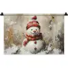 Sneeuwpop - Winter - Sneeuw - Beige Wandkleed katoen klein -zz3d