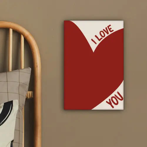 Loveyou - Rood - Hart canvas 2cm klein -sfeer3