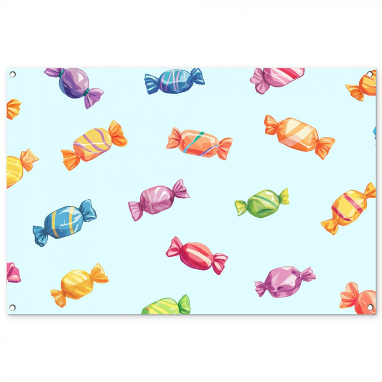 Blauw - Patroon - Snoep tuinposter los doek groot -3d