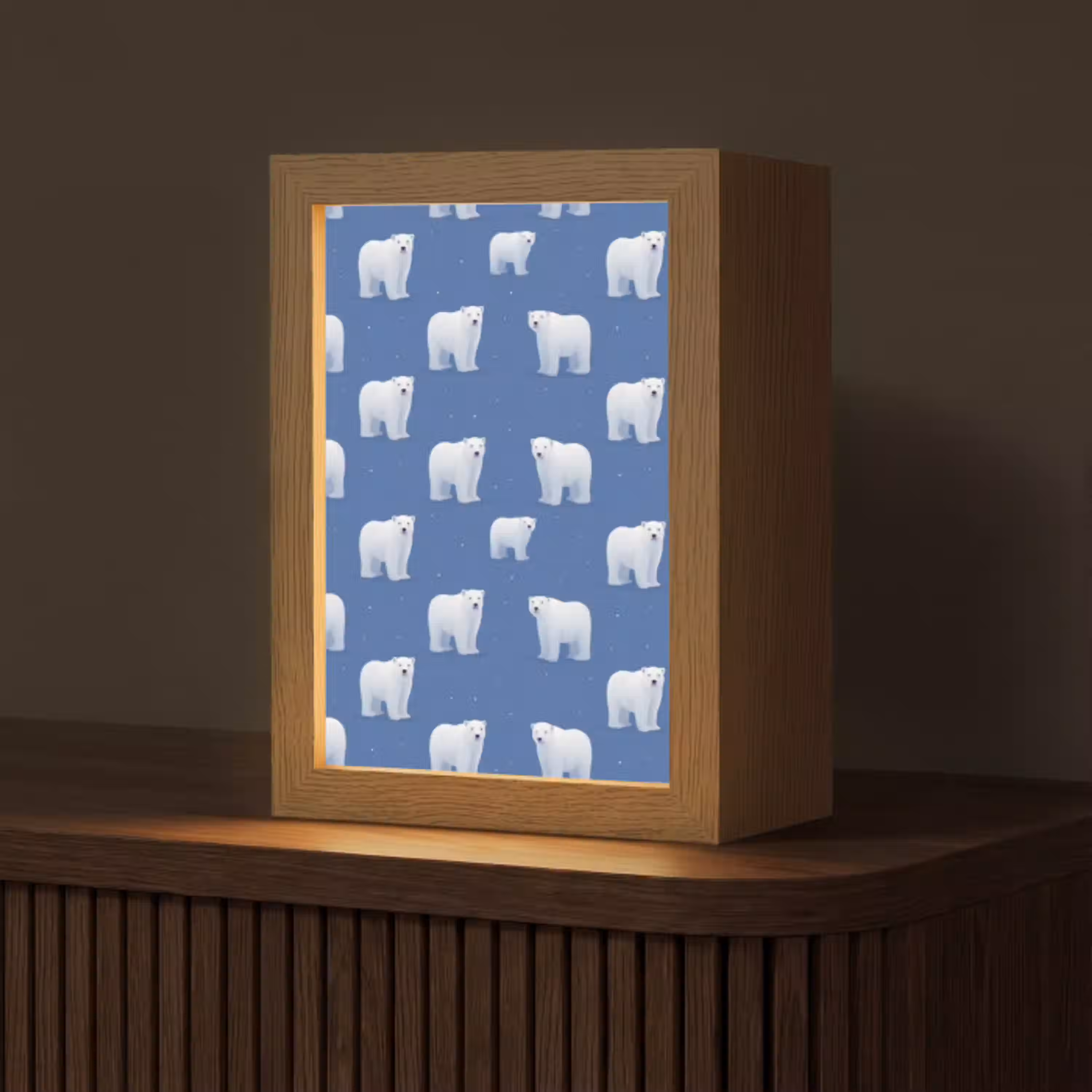 IJsbeer - Patroon - Blauw Light Box met kabel (Tafellamp) klein 925 -z3d_website