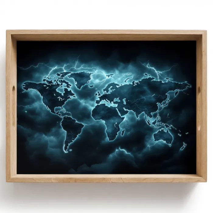 Wereldkaart - Bliksem - Blauw Dienblad Rechthoek middel -z3d_shopping