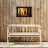 Schotse hooglander - Bos - Herfst - Dieren - Natuur - Bladeren - Doorkijk Tuinposter op houten frame 2 cm dik klein -sfeer4