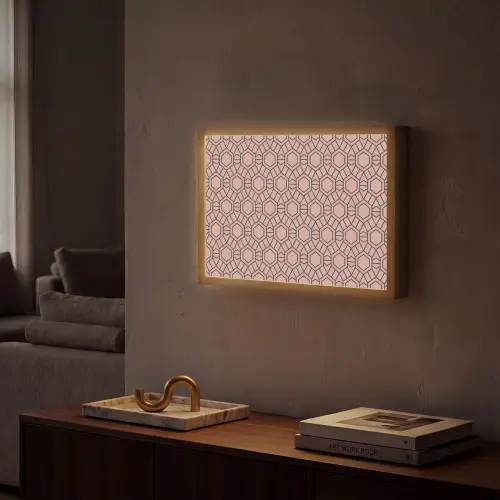 Strak - Patroon - Roze - Donkerblauw Light Box met batterij (Wandlamp) middel 907 -sfeer1