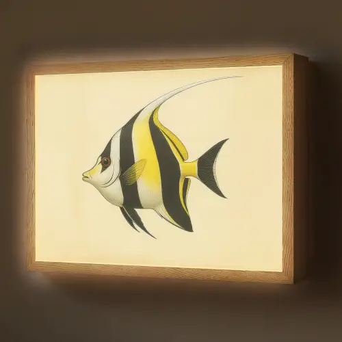 Vis - Sierlijk - Rugvin - Geel Light Box met batterij (Wandlamp) middel -z3d_website