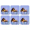 Mok - Koffie - Vrouw - Paars onderzetter kurk middel -3d
