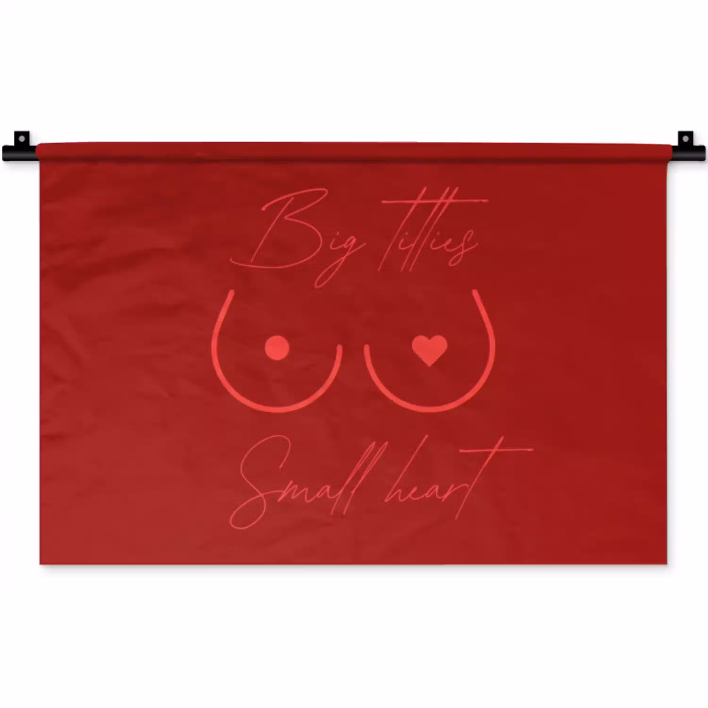 Big titties small heart - Rood - Hart Wandkleed katoen klein -zz3d