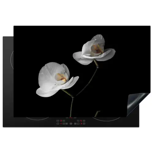 Orchidee - Bloemen - Zwart - Wit - Stilleven Inductie beschermer vinyl 3mm klein -3d