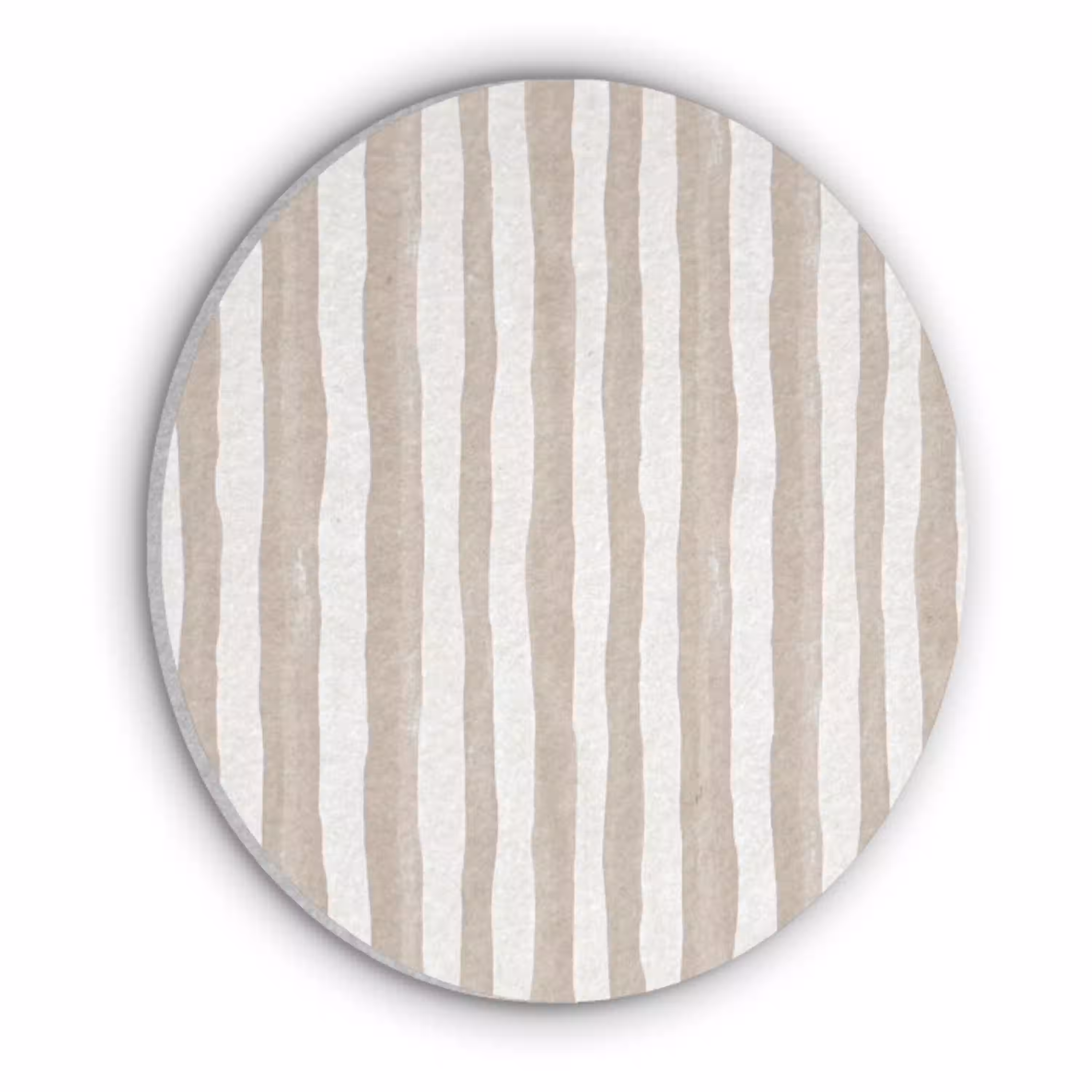 Minimalistisch - Strepen - Beige Akoestische PET Vilt - Rond klein 838 -3d