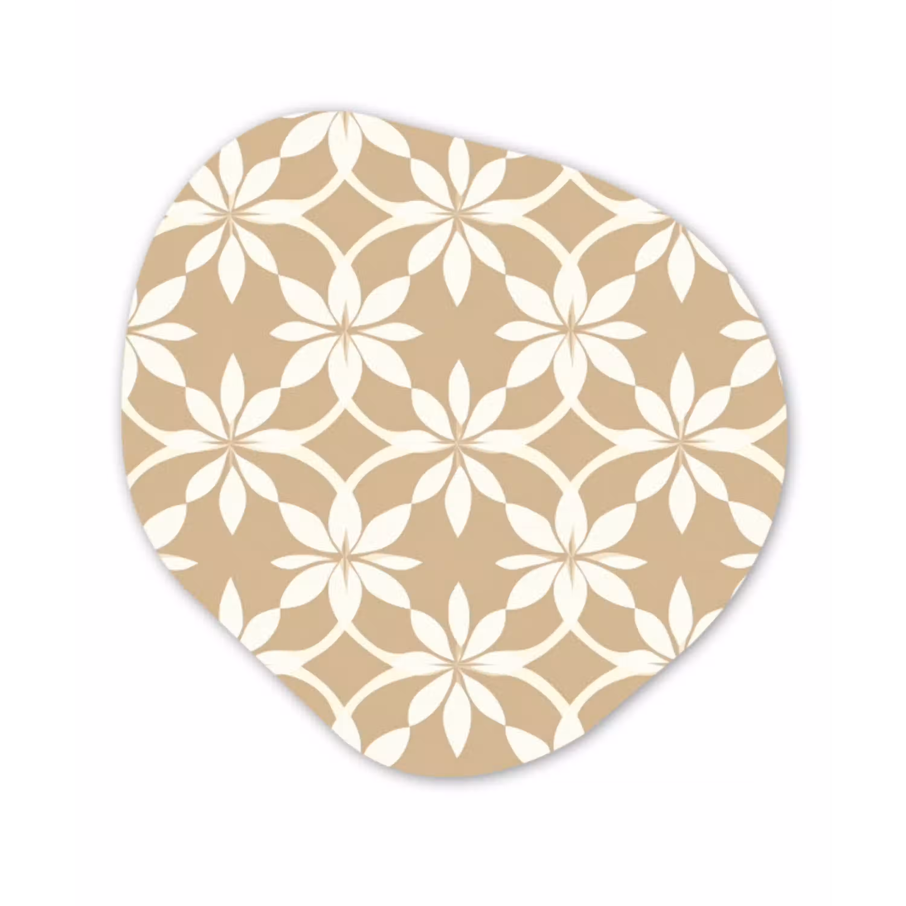 Bloemen - Patroon - Beige Wandcirkel Organisch Aluminium middel 851 -3d