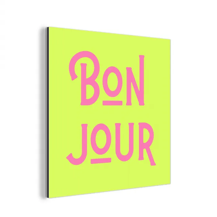Groen - Roze bonjour - art-deco aluminium wit klein -3d