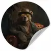 Beer - Bruin - Pak - Hoed Wandcirkel behangsticker klein -3d