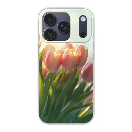 Tulpen - Roze - Zonnestralen Telefoonhoesje iPhone 17 Pro klein -3d