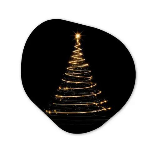 Magisch - Kerstboom - Lichtspiralen - Zwart Wandcirkel Organisch Forex 3mm klein -3d