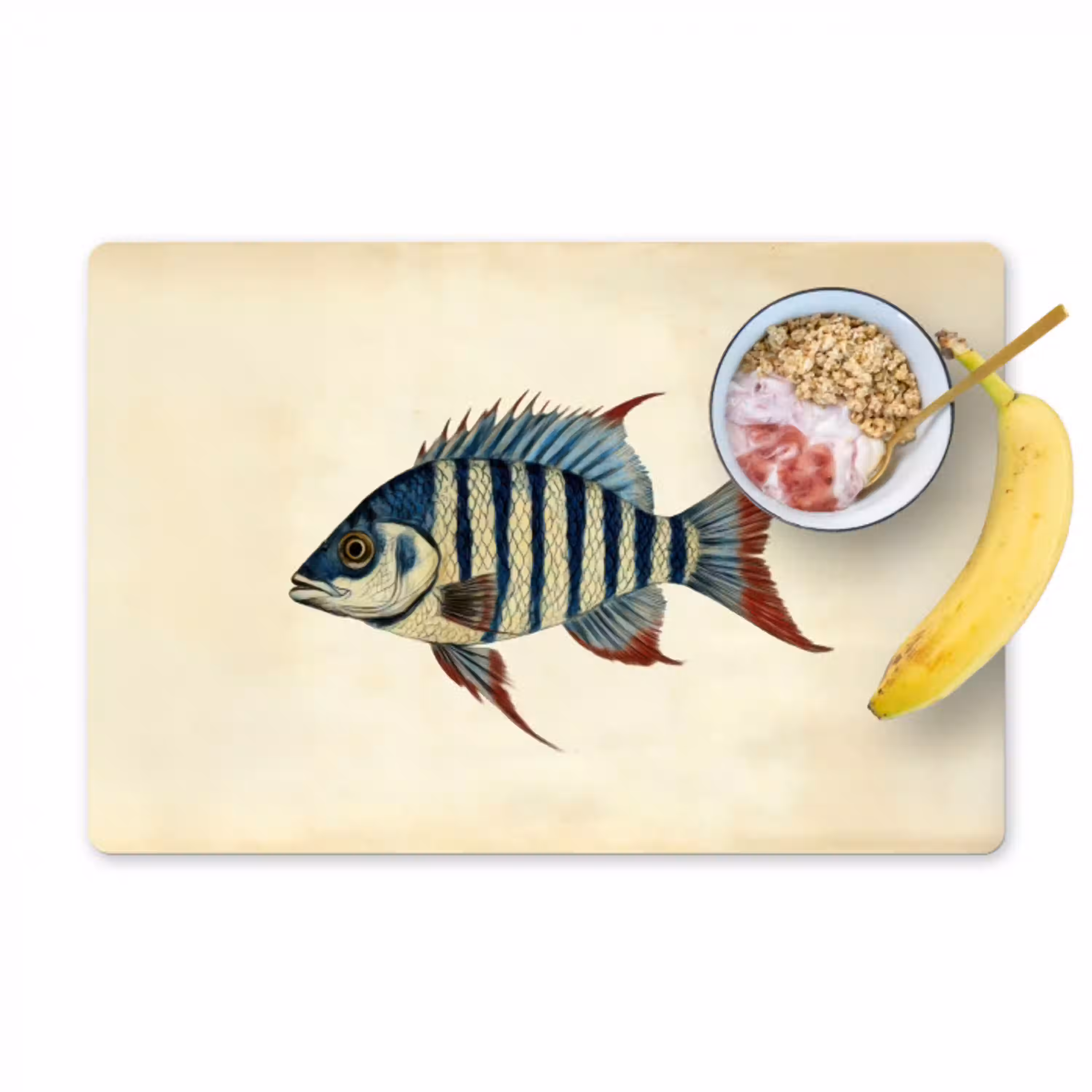 Gestreept - Donkerblauw - Rugvin - Vis Placemat vinyl groot -zzzproduct_Kitchenyeah-website