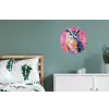 Uil - Roze - Blauw - Verf - Abstract Wandcirkel aluminium klein -slaapkamer