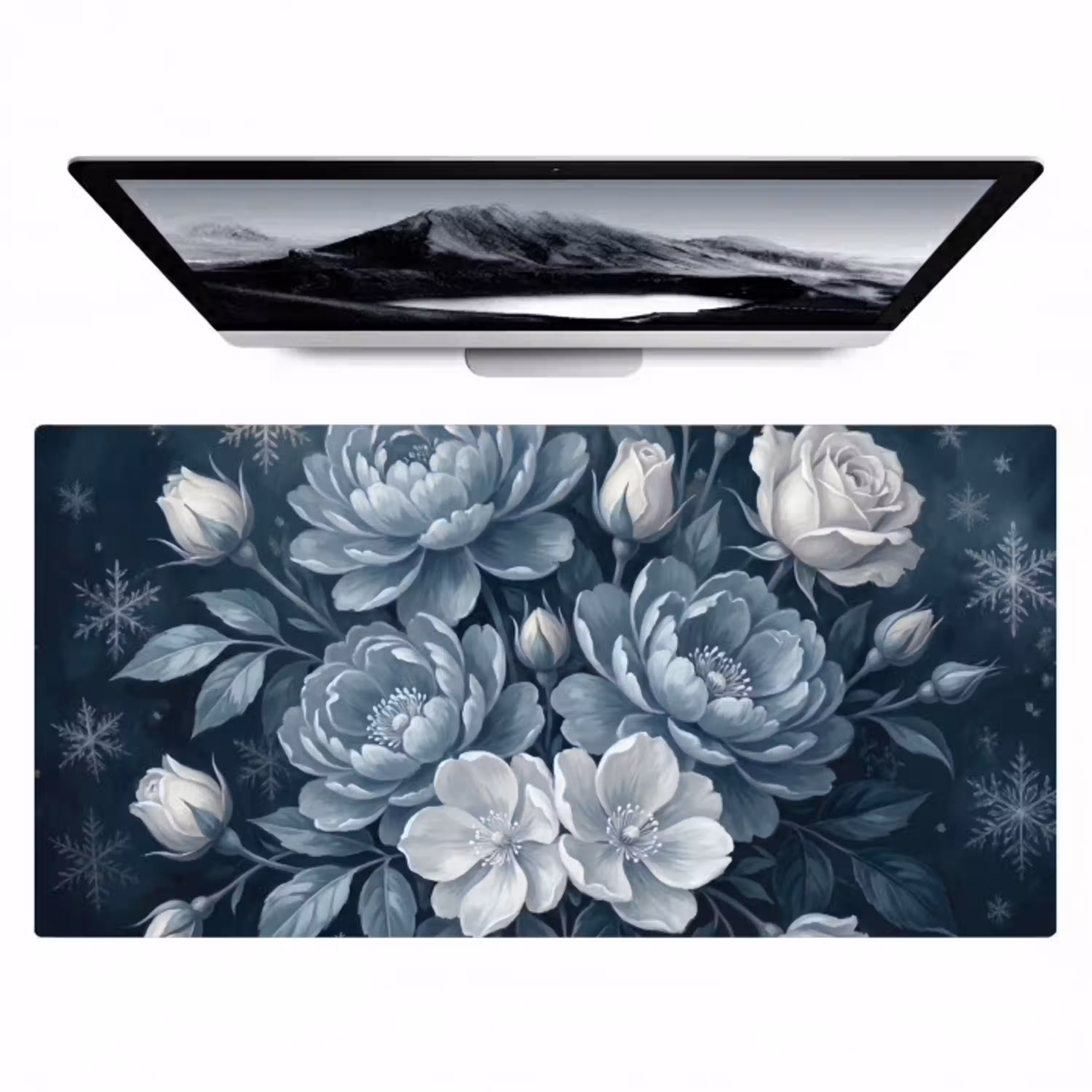 Bloemen - Boeket - Winter - Abstract - Blauw Muismat XXL klein -zzz3d