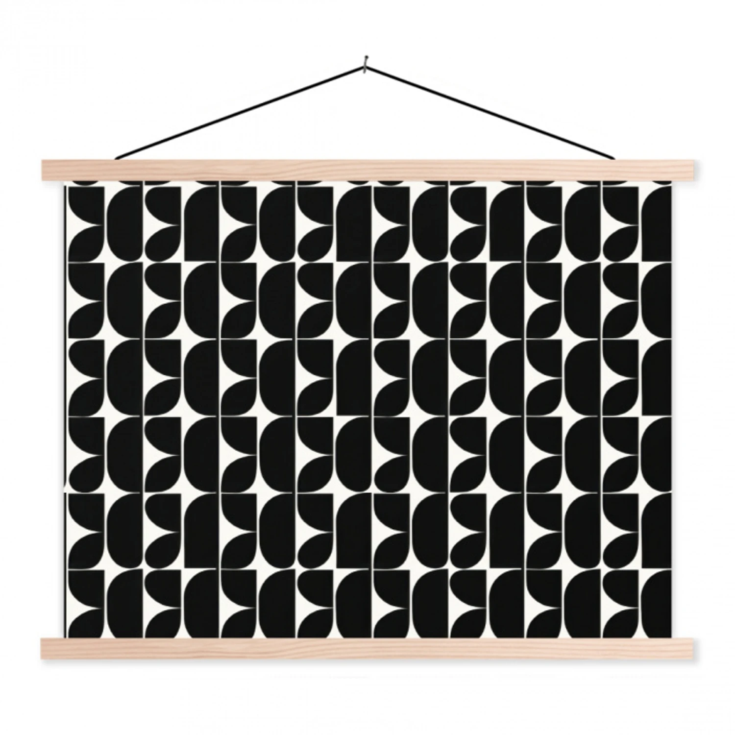 Modern - Geometrisch - Zwart textielposter latten blank klein 122 -3d