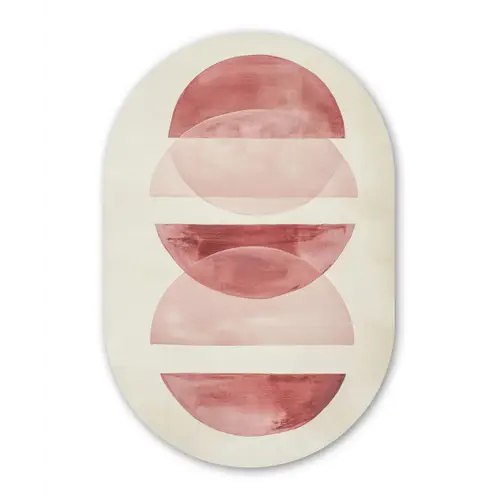Minimalistisch - Cirkels - Roze Wandcirkel Ovaal Forex klein -3d