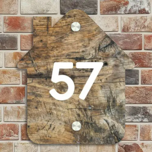 Verweerd hout - Traditioneel Naambord Huisje klein -sfeer6