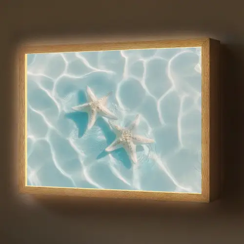 Zeesterren - Golvend water - Rustgevend Light Box met batterij (Wandlamp) middel -z3d_website