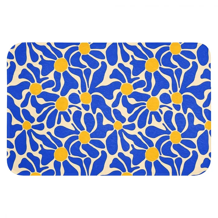 Abstract - Bloem - Blauw WCmat klein 1009 -3d