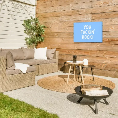 Blauw - Wit - You fuckin rock Tuinposter op houten frame 2 cm dik klein -sfeer2