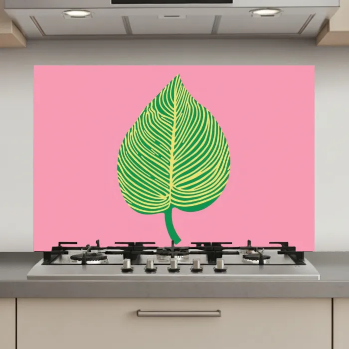 Illustratie - Blad - Minimalistisch - Groen keuken achterwand spatscherm klein -3d_website