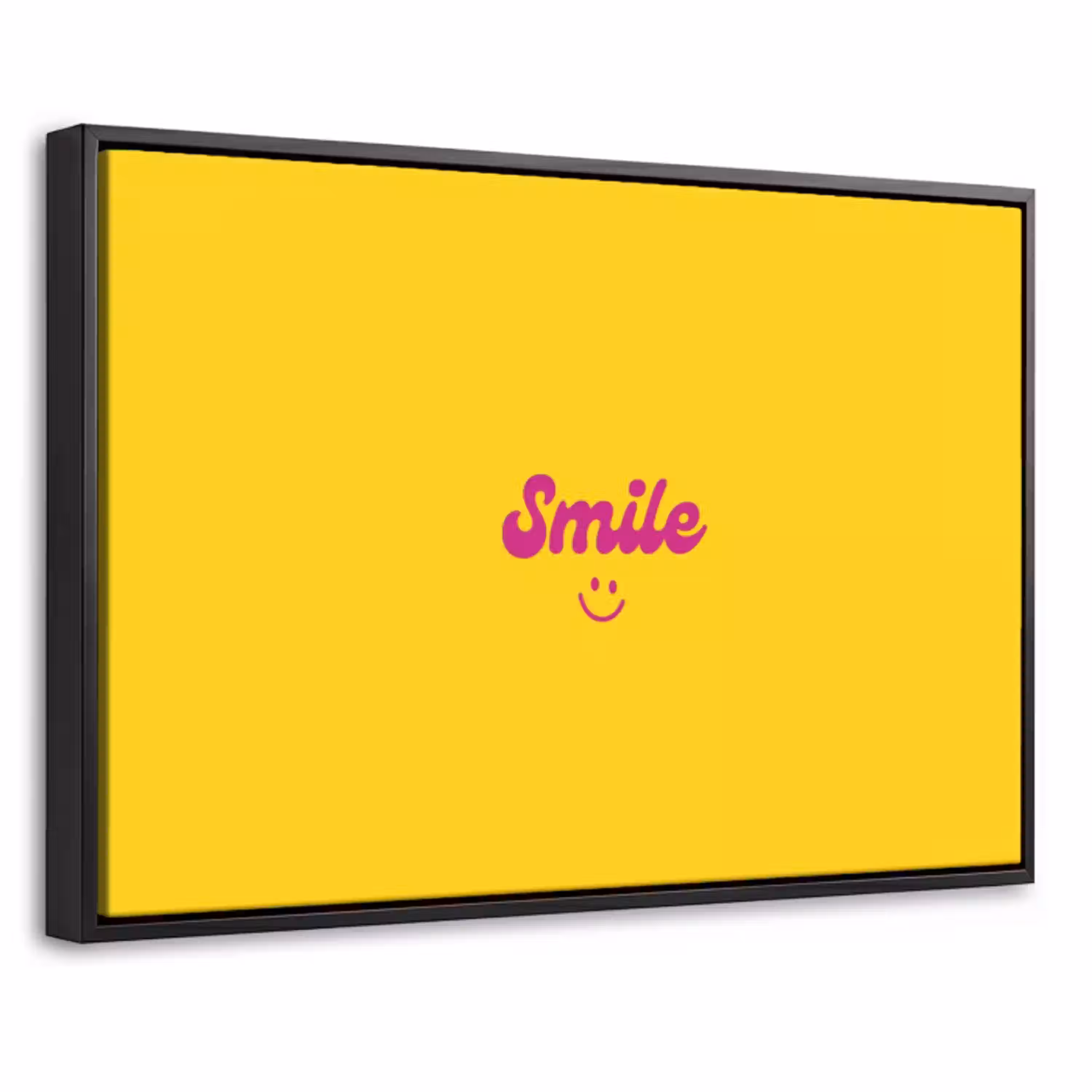 Smile - Geel - Roze Canvas met baklijst klein -threedimensional_3d_global