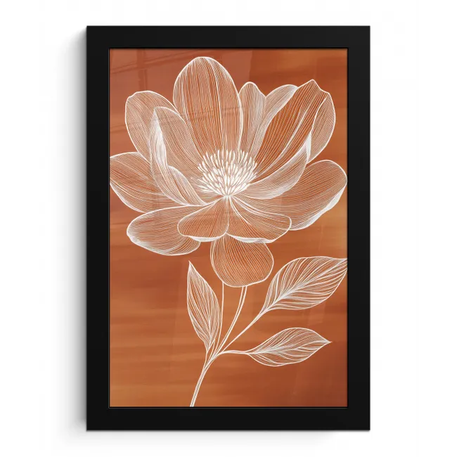 Bloem - Minimalistisch - Wit fotolijst zwart zonder passe partout klein -3d