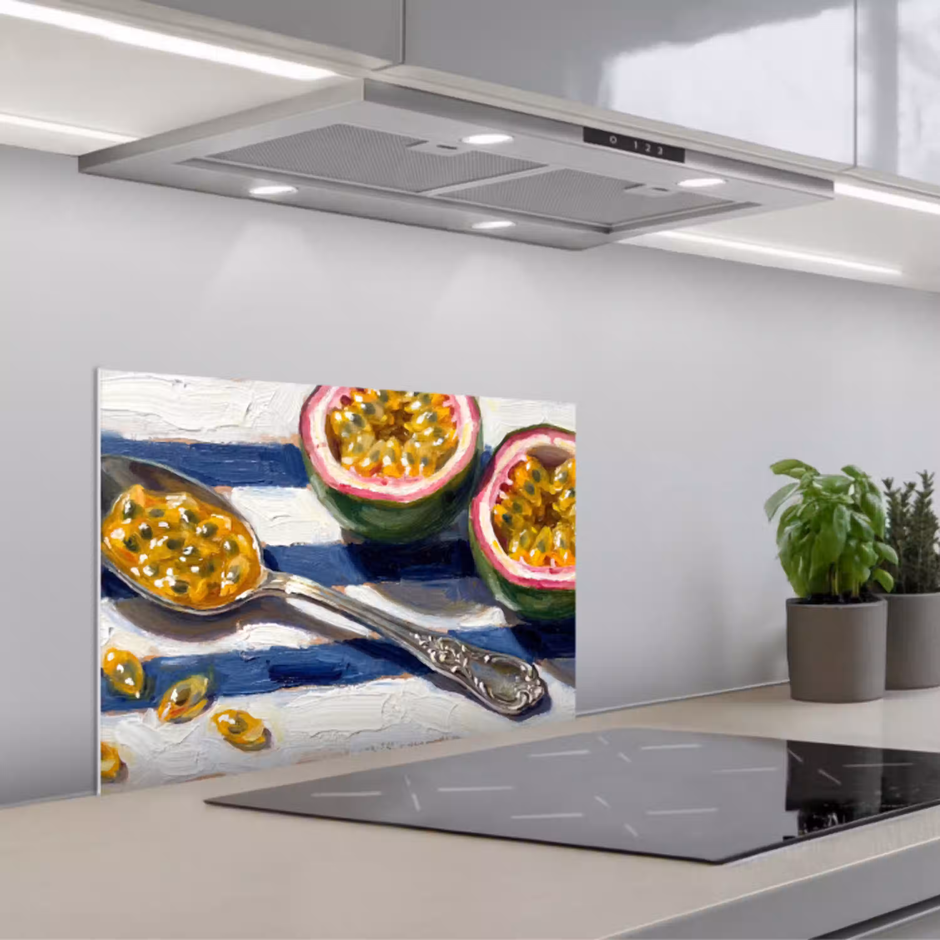 Eten - Passievrucht - Tropisch - Modern - Kleurrijk keuken achterwand spatscherm klein -3d_schuin