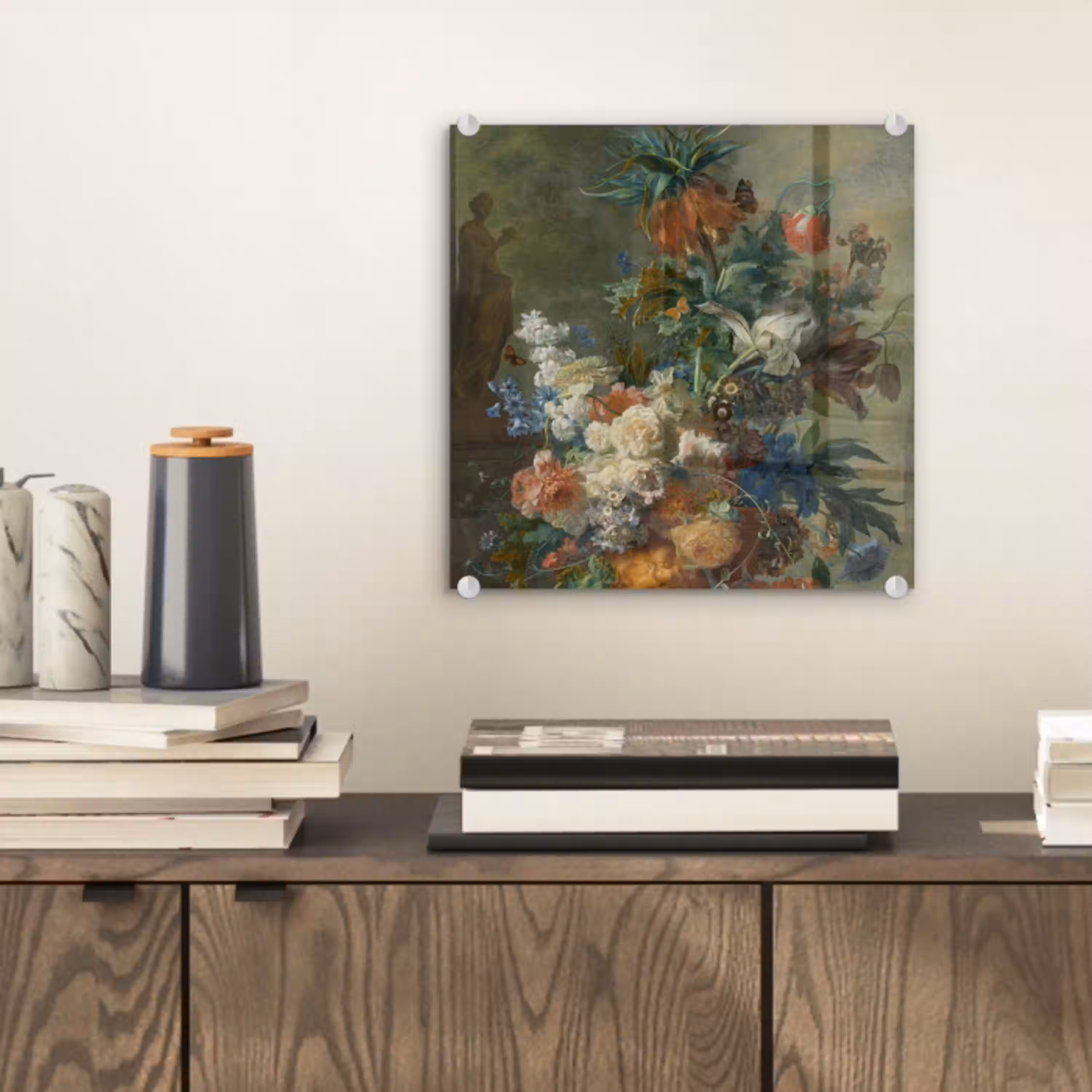 Stilleven met bloemen - Schilderij van Jan van Huysum plexiglas 5mm klein -sfeer1