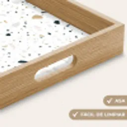Terrazzo - Patroon - Wit - Neutraal Dienblad Rechthoek middel 911 -USP_HandgreepES