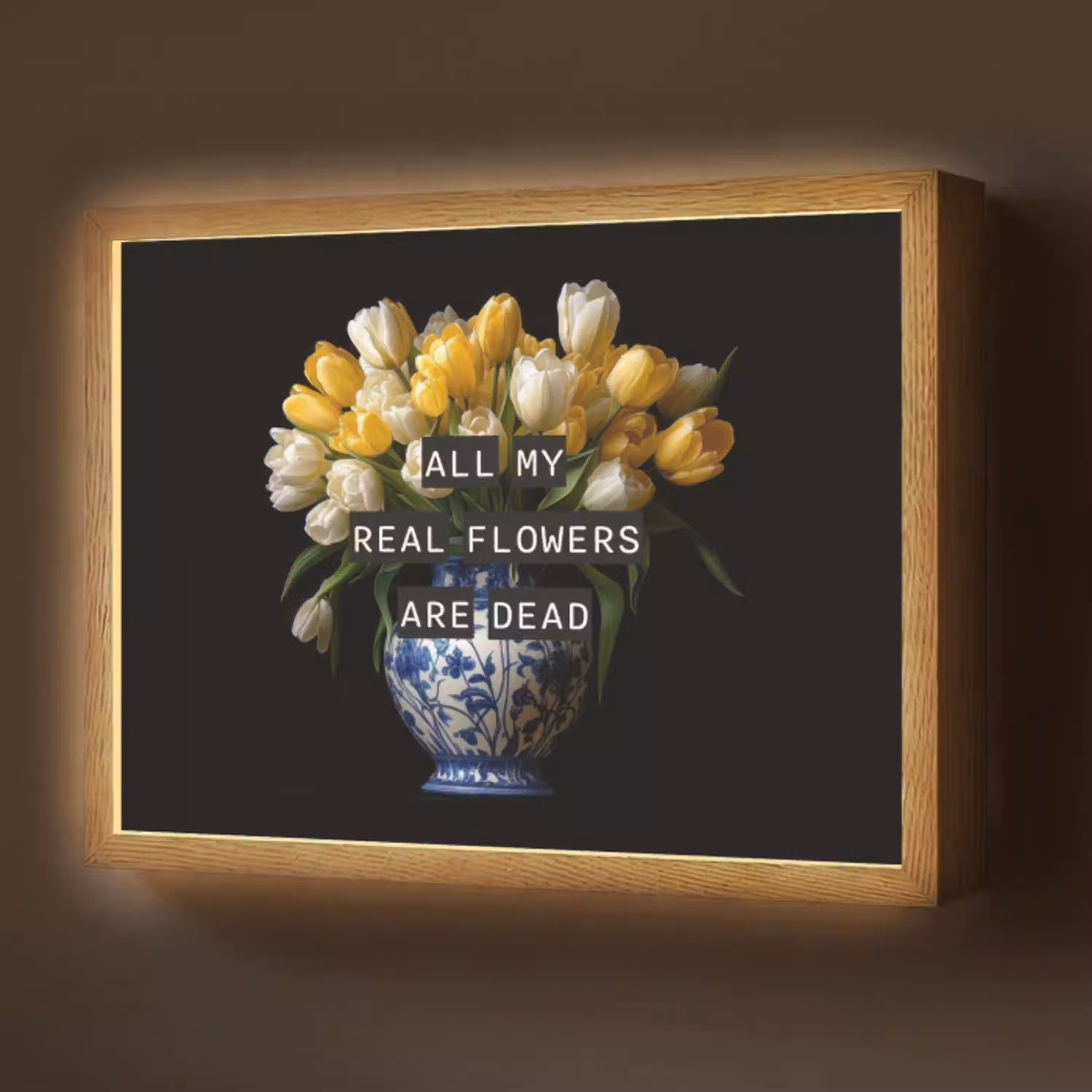 Quotes - Bloem - Tulp - Geel Light Box met batterij (Wandlamp) middel -z3d_website